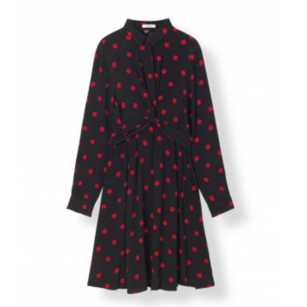 GANNI Barra Crepe Twist Polka Dot Dress - Picture 6 of 7